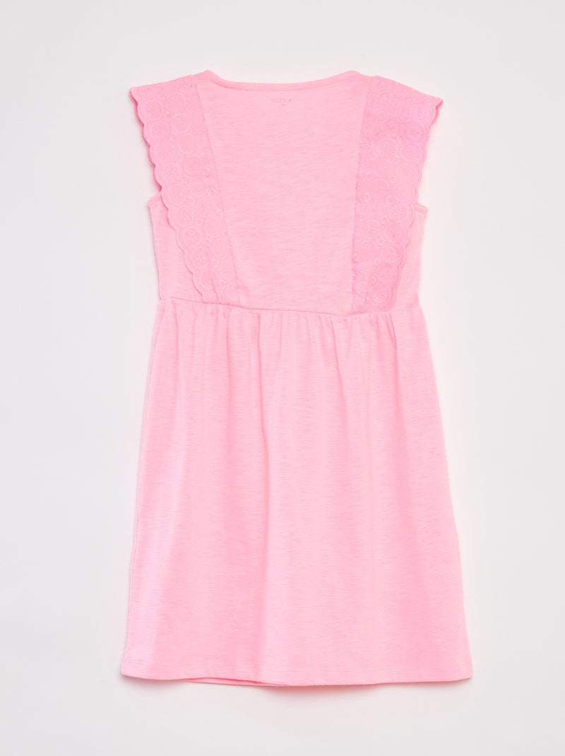 Vestito smanicato con ricami in sangallo ROSA - Kiabi