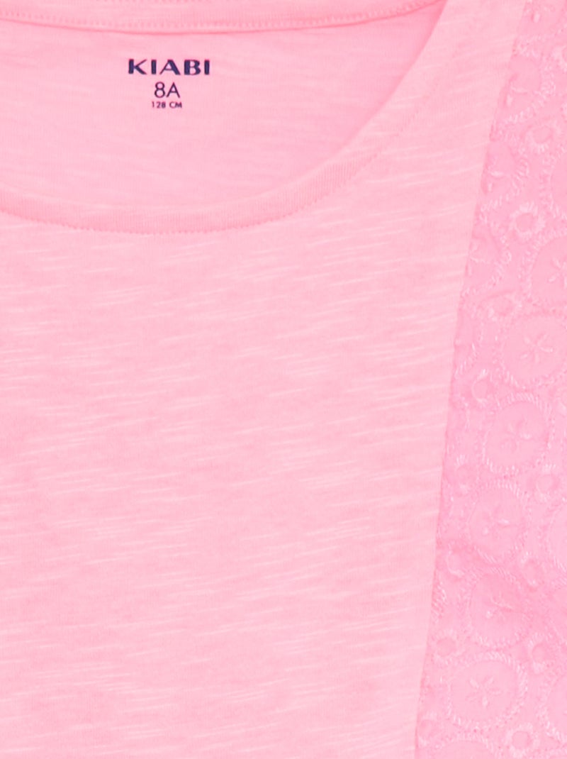 Vestito smanicato con ricami in sangallo ROSA - Kiabi