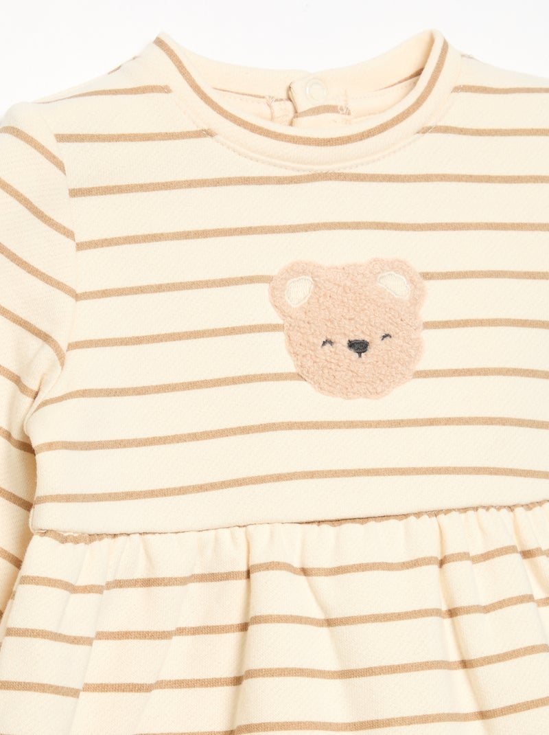 Vestito stampato a maniche lunghe Beige - Kiabi