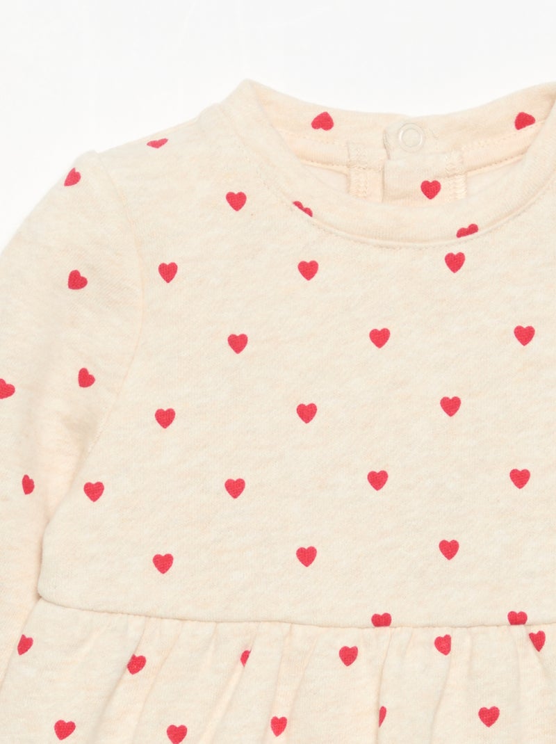 Vestito stampato a maniche lunghe Beige - Kiabi