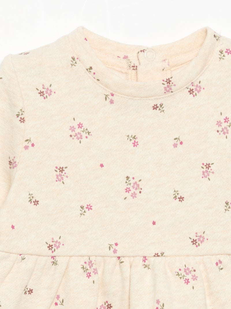 Vestito stampato a maniche lunghe Beige - Kiabi