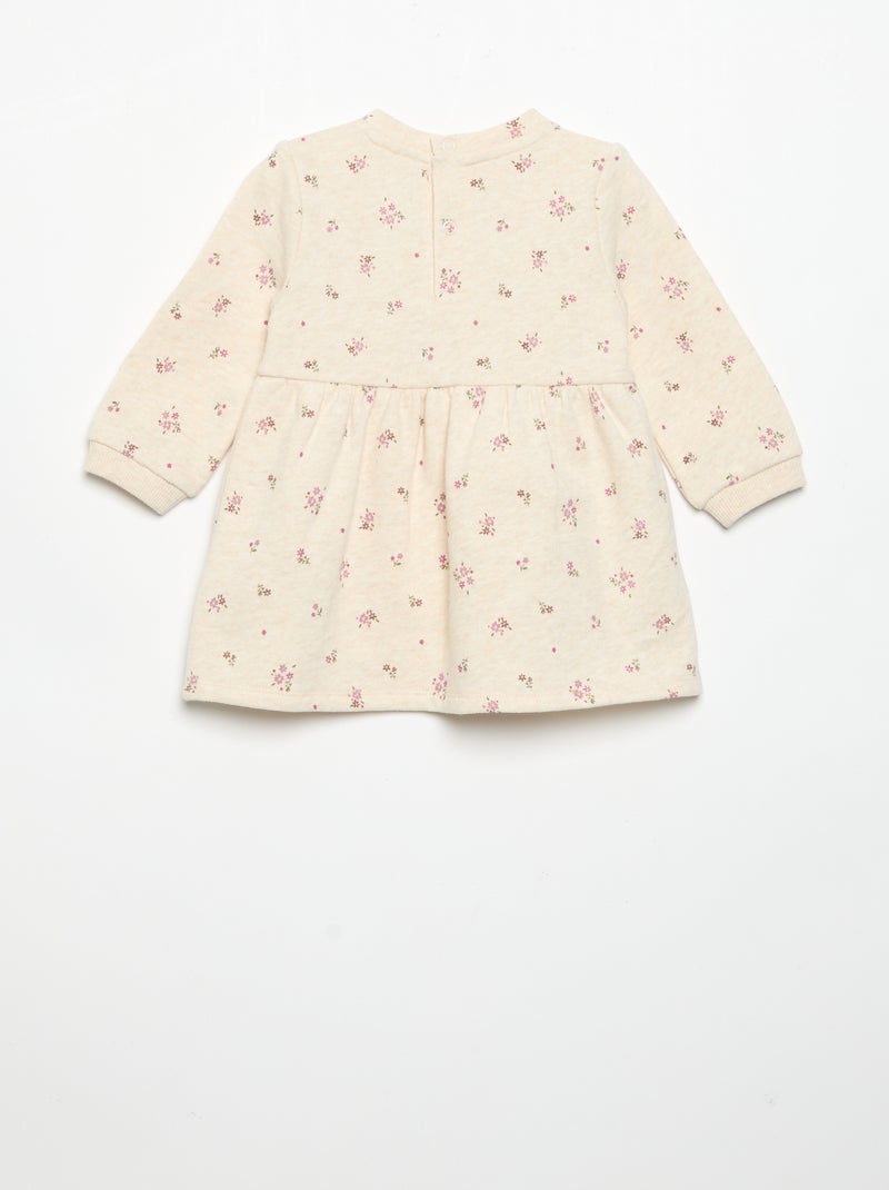 Vestito stampato a maniche lunghe Beige - Kiabi
