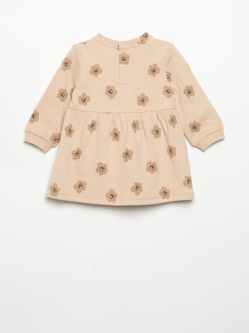 Vestito stampato a maniche lunghe Beige - Kiabi