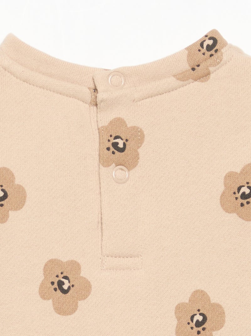 Vestito stampato a maniche lunghe Beige - Kiabi
