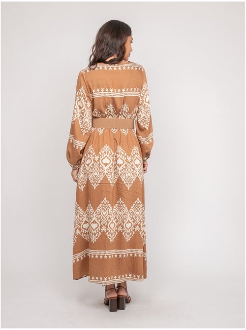 Vestito stampato a maniche lunghe con cintura ILATINE - Kiabi
