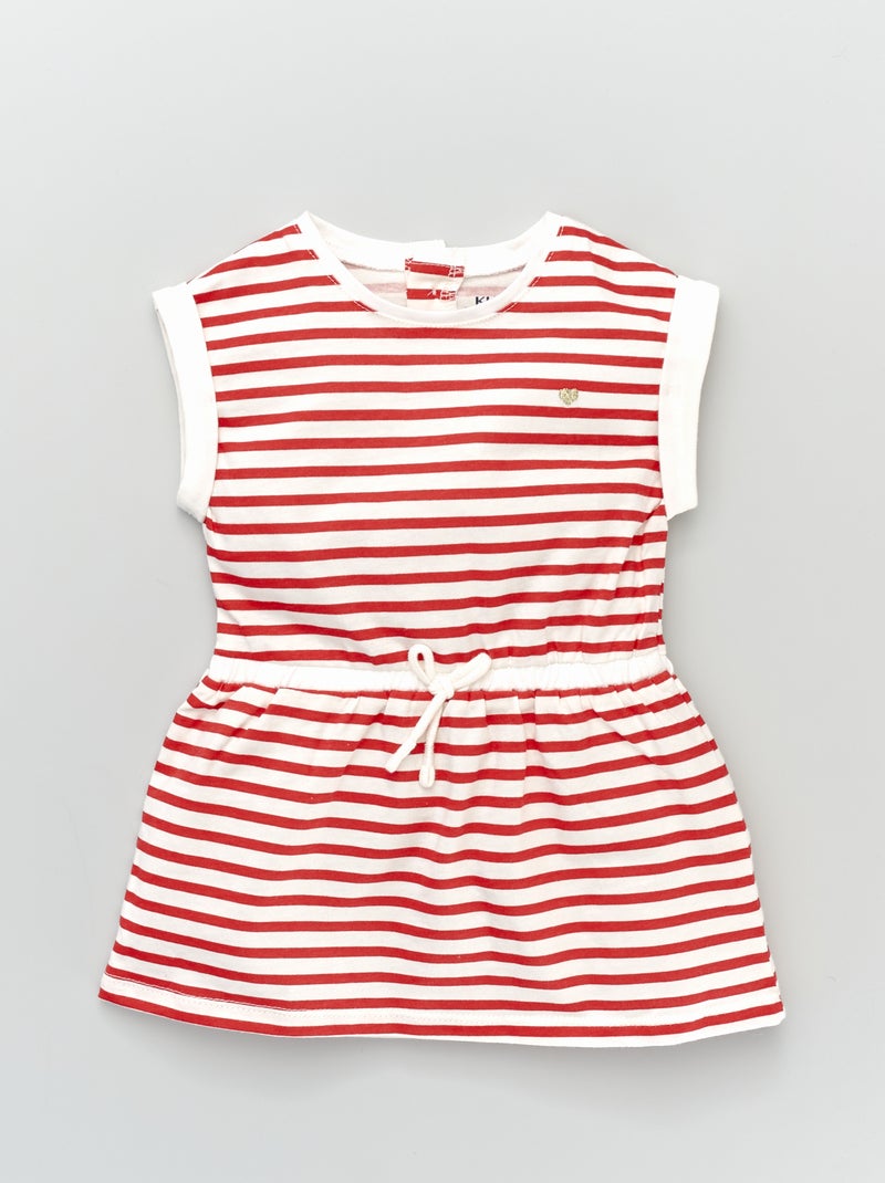 Vestito stampato in jersey a righe rosso - Kiabi