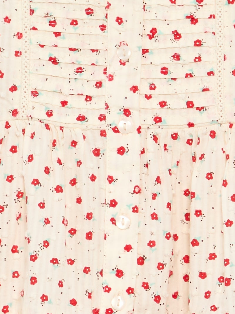 Vestito stampato in tessuto plumetis Rosso - Kiabi