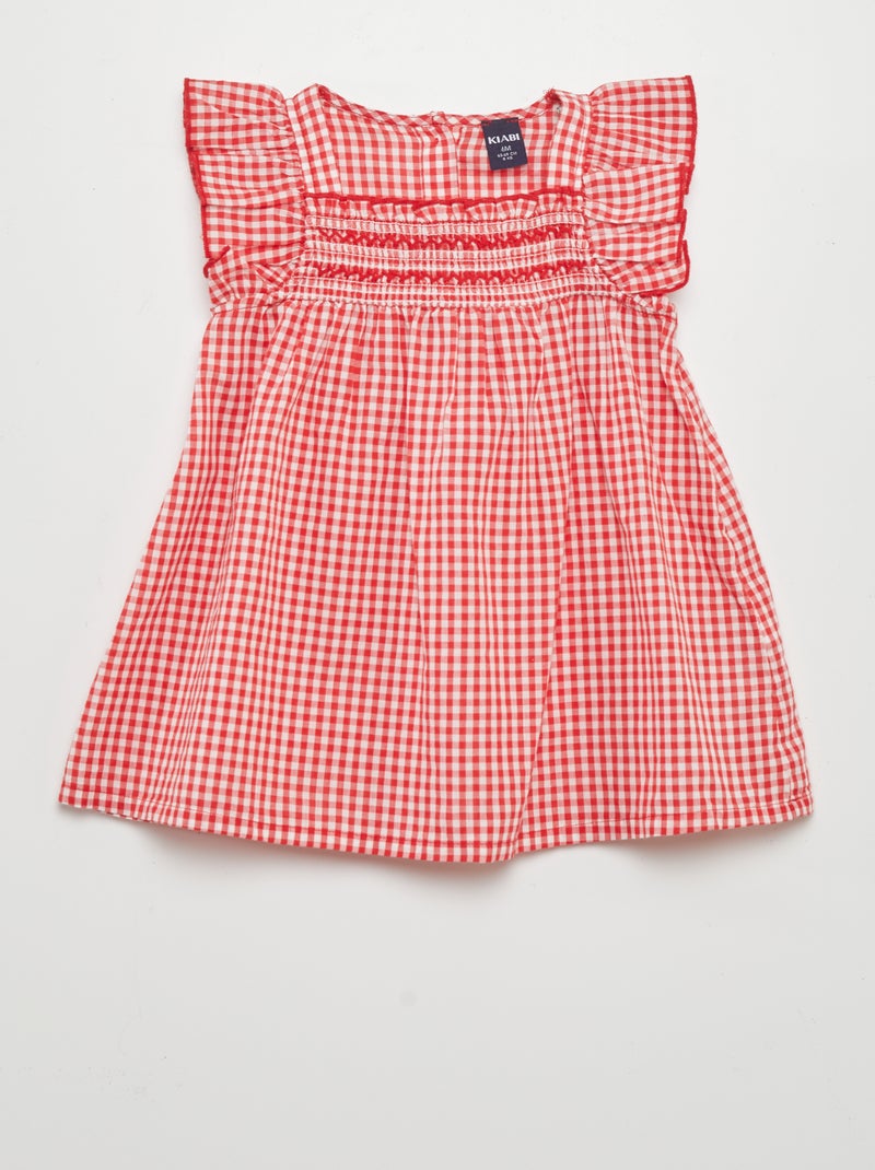 Vestito stampato vichy ROSSO - Kiabi