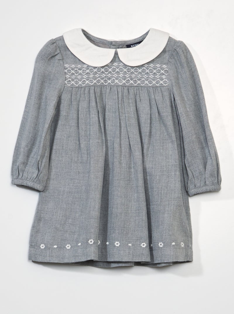 Vestito svasato con colletto claudine GRIGIO - Kiabi