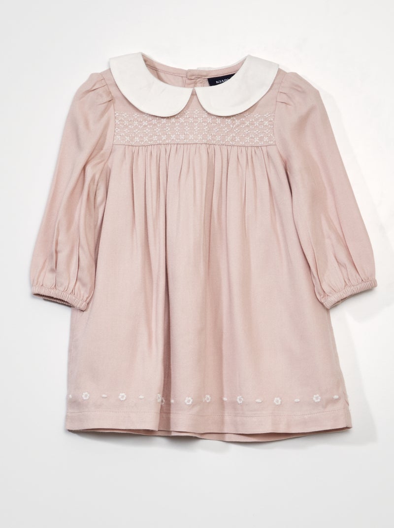 Vestito svasato con colletto claudine ROSA - Kiabi