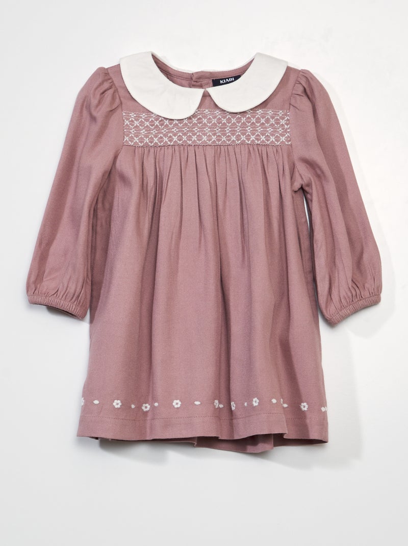 Vestito svasato con colletto claudine ROSA - Kiabi