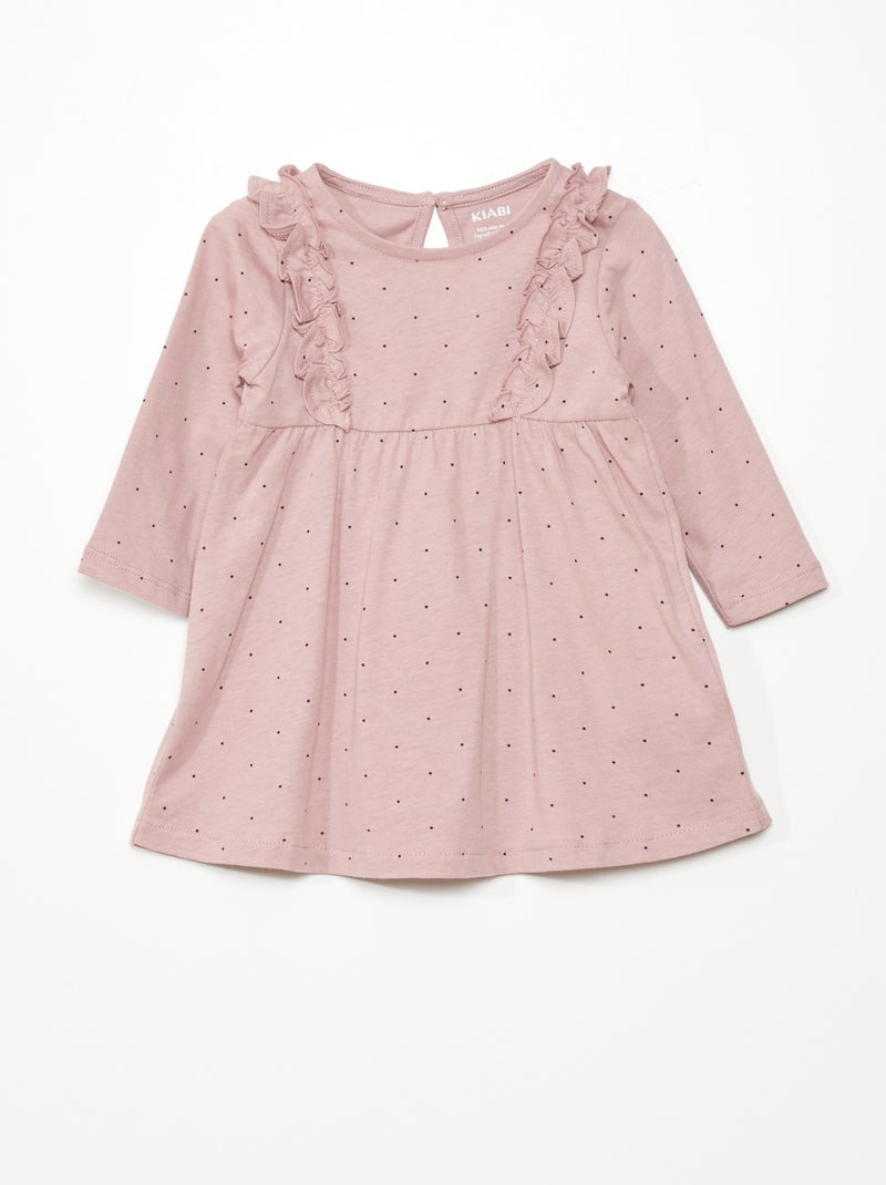 Vestito svasato con motivo a pois ROSA - Kiabi