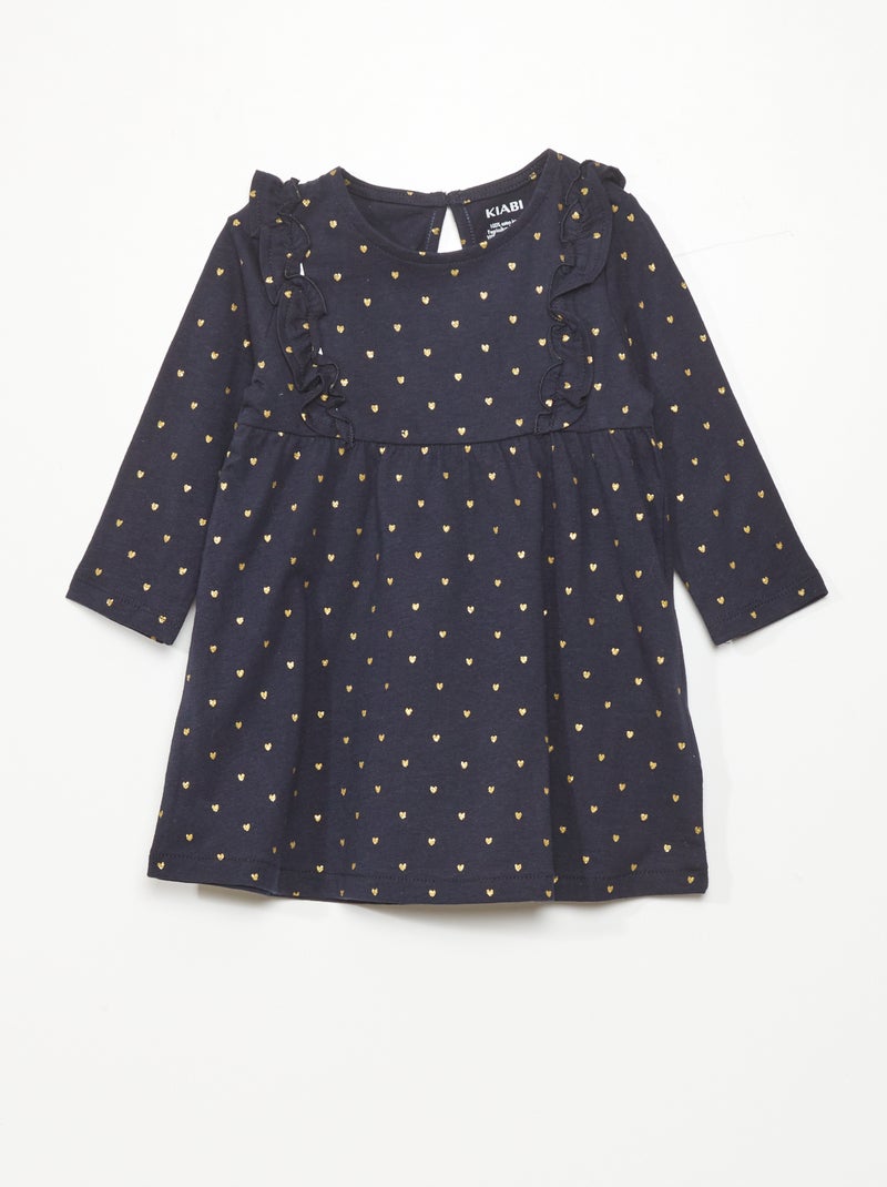 Vestito svasato con motivo cuori BLU - Kiabi