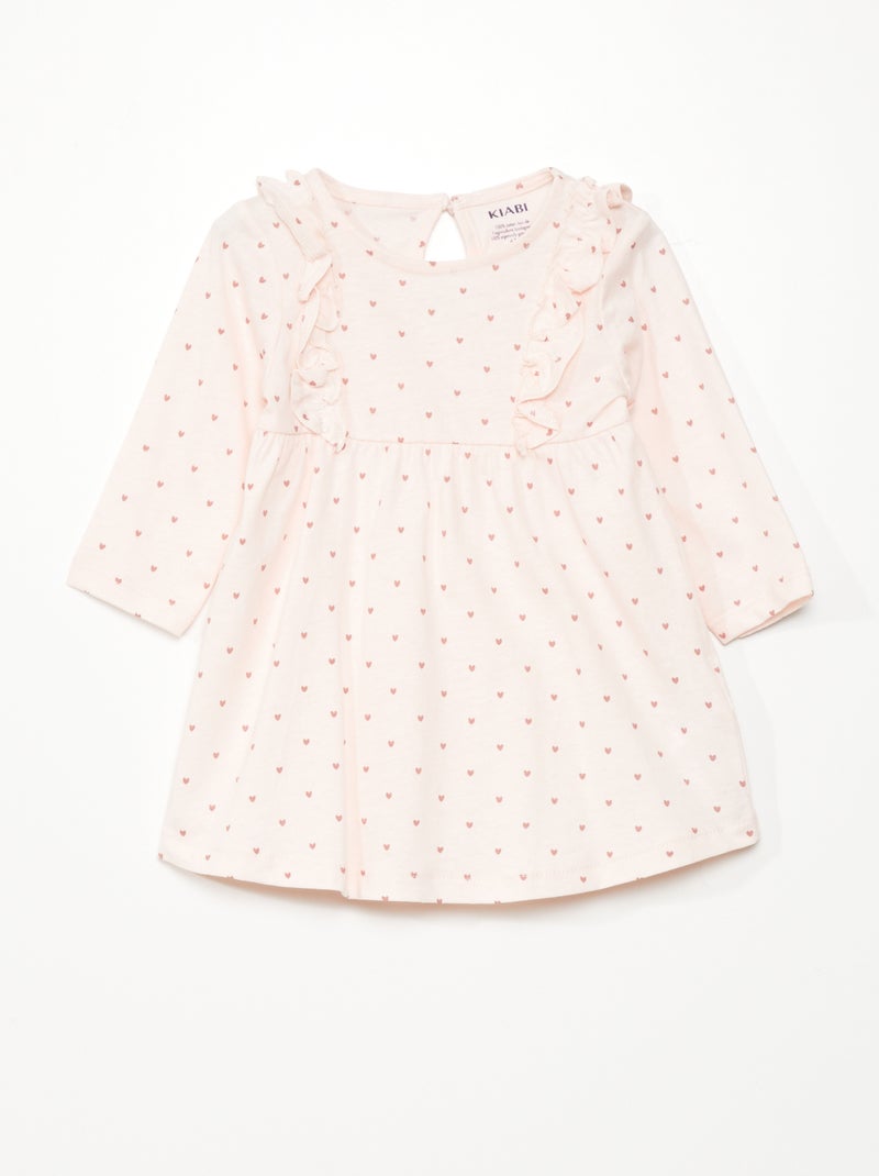 Vestito svasato con motivo cuori ROSA - Kiabi