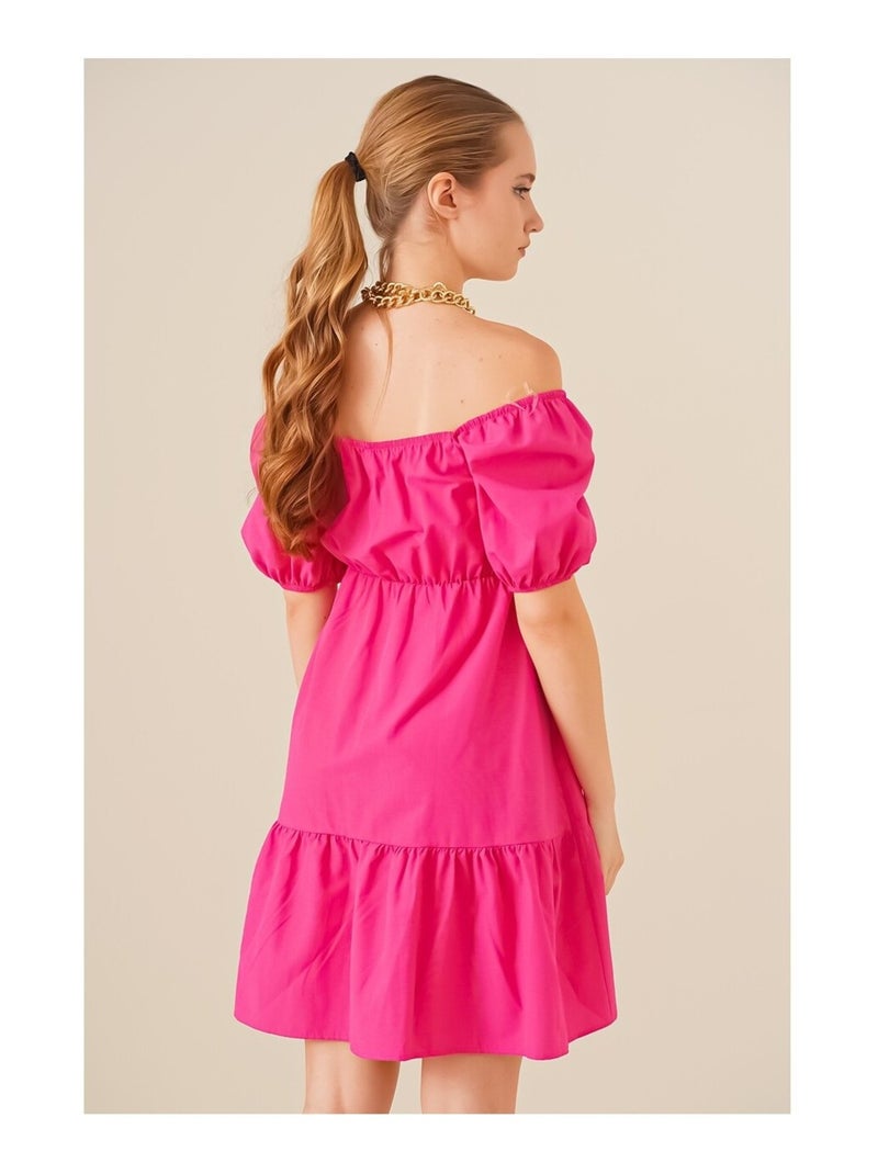 Vestito svasato in popeline Rosa - Kiabi
