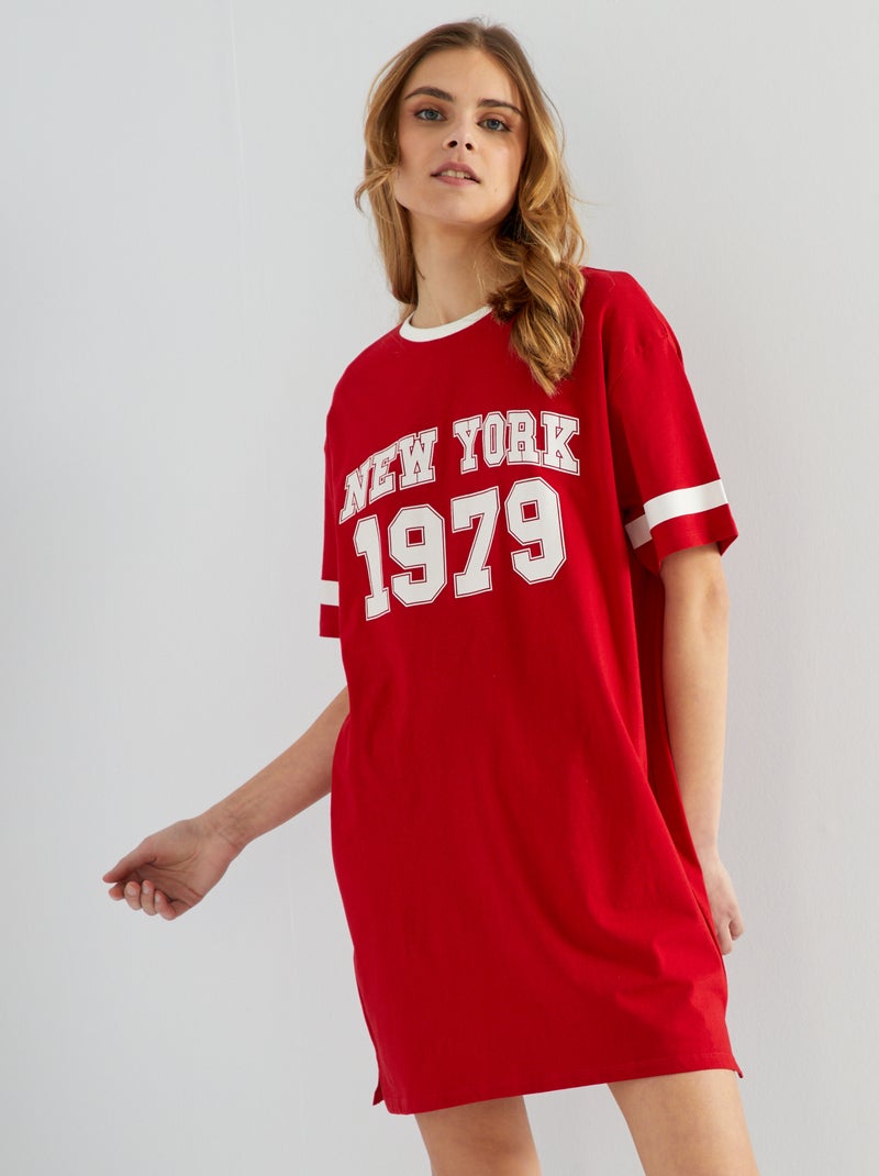 Vestito t-shirt con stampa sul davanti BIANCO - Kiabi
