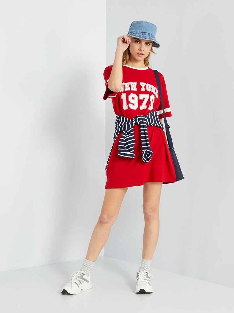 Vestito t-shirt con stampa sul davanti BIANCO - Kiabi