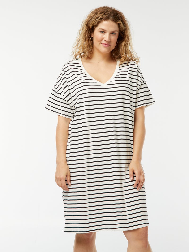 Vestito t-shirt lungo BIANCO - Kiabi