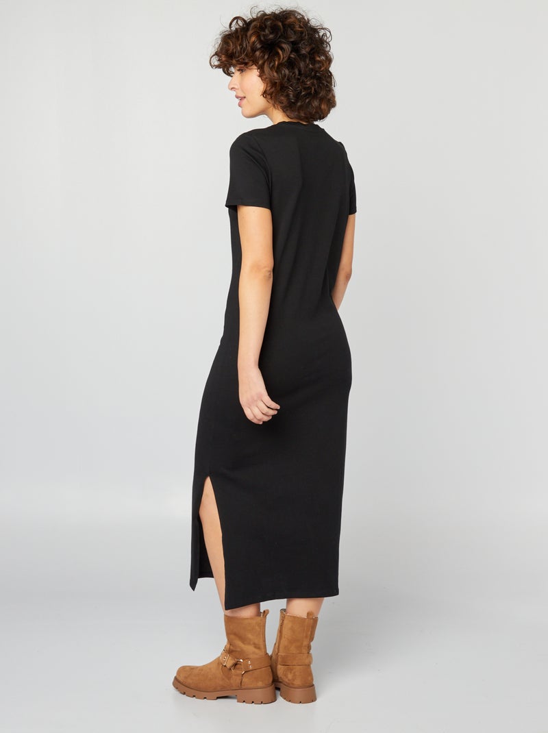 Vestito t-shirt lungo nero - Kiabi