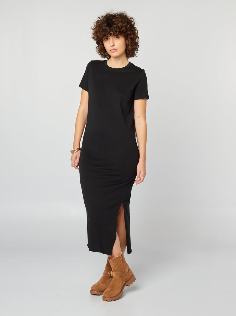 Vestito t-shirt lungo nero - Kiabi