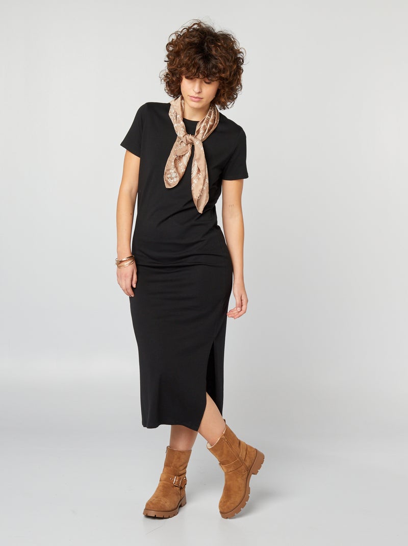 Vestito t-shirt lungo NERO - Kiabi