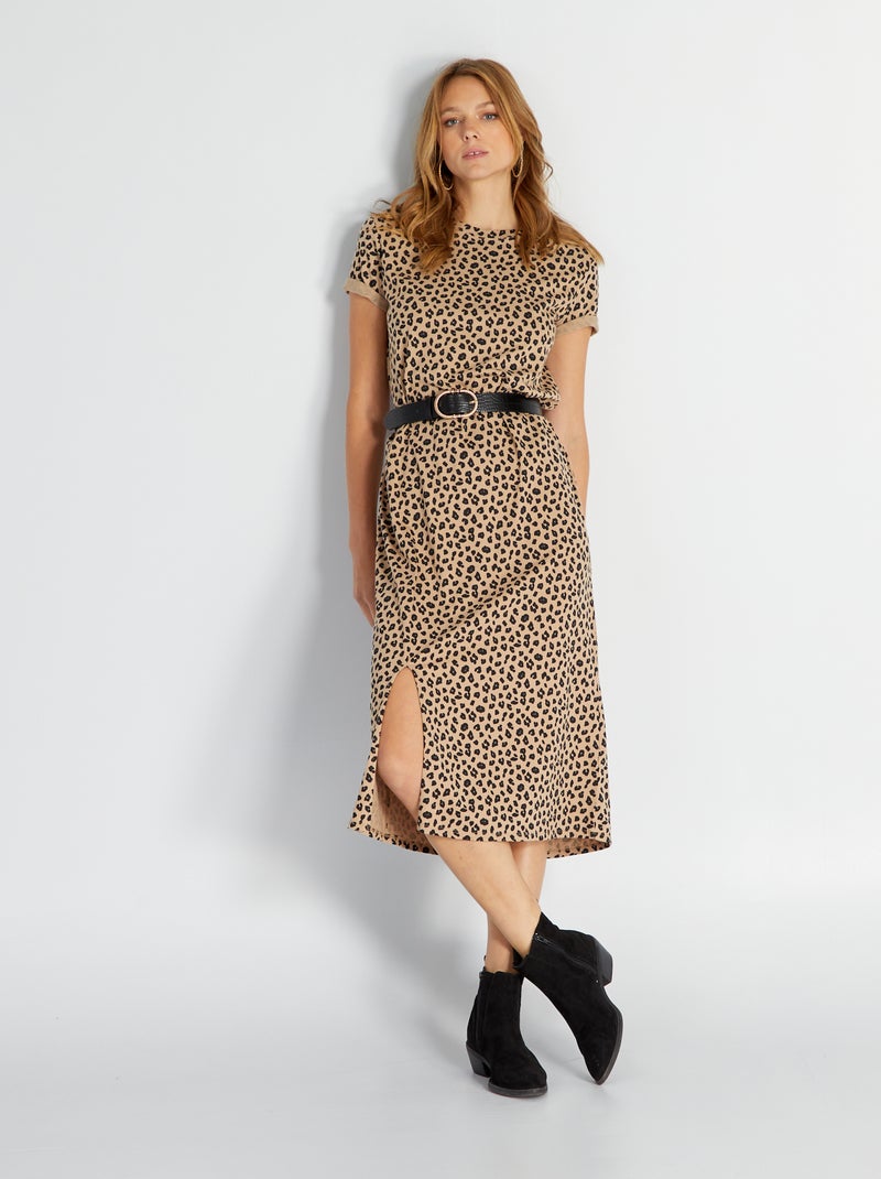 Vestito t-shirt midi in jersey BEIGE - Kiabi