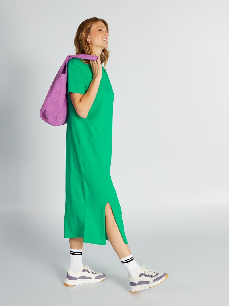 Vestito t-shirt midi in jersey Verde - Kiabi