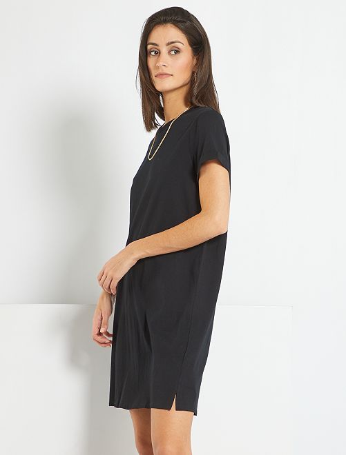 Vestito t-shirt tinta unita - nero - Kiabi - 8.00€