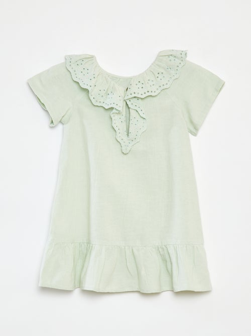 Vestito tinta unita a maniche corte + fascia - 2 pezzi - Kiabi