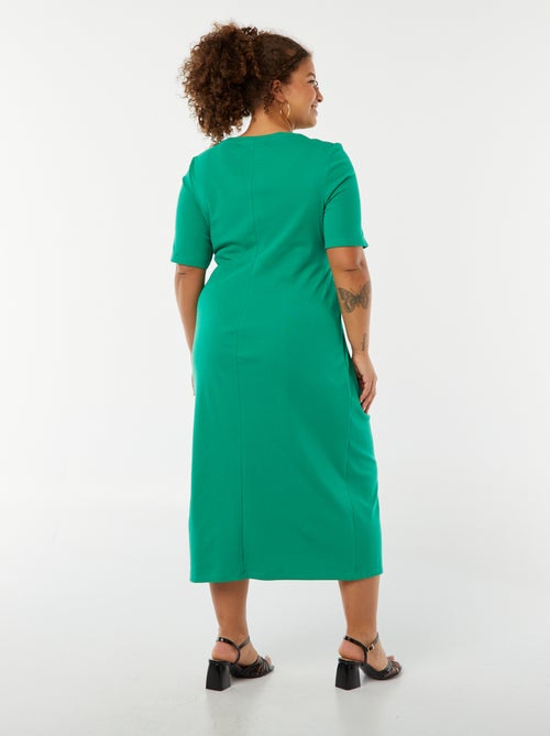 Vestito tinta unita drappeggiato taglio midi - Kiabi