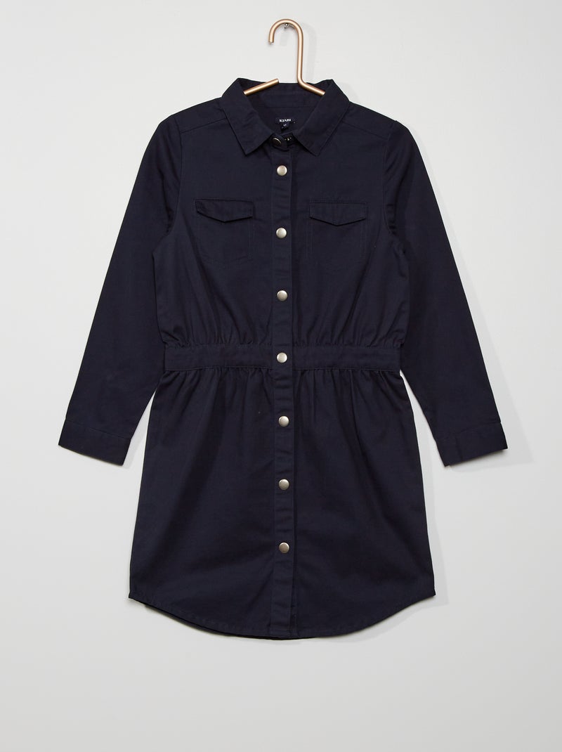 Vestito tipo camicia in cotone blu - Kiabi