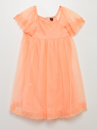 Vestito trapezio in tulle plumetis