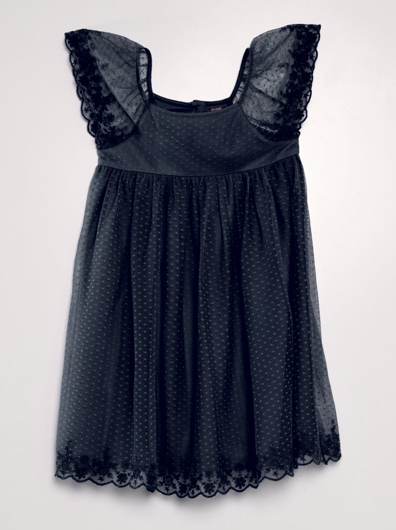 Vestito trapezio in tulle plumetis blu - Kiabi
