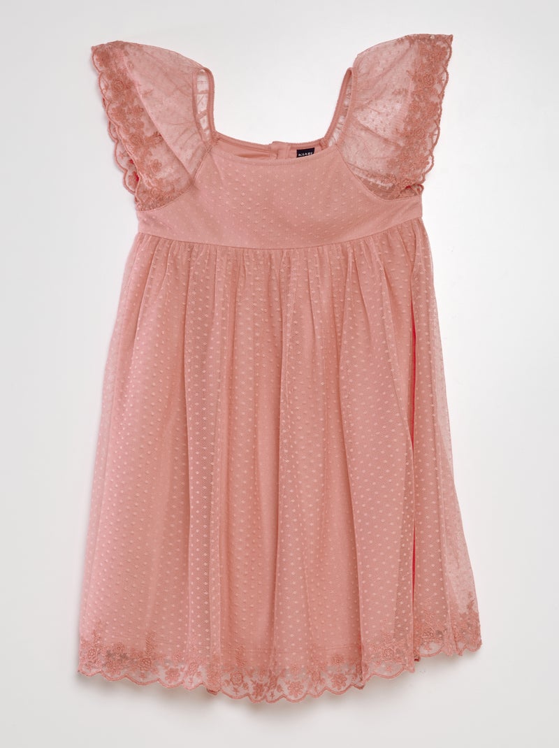 Vestito trapezio in tulle plumetis ROSA - Kiabi