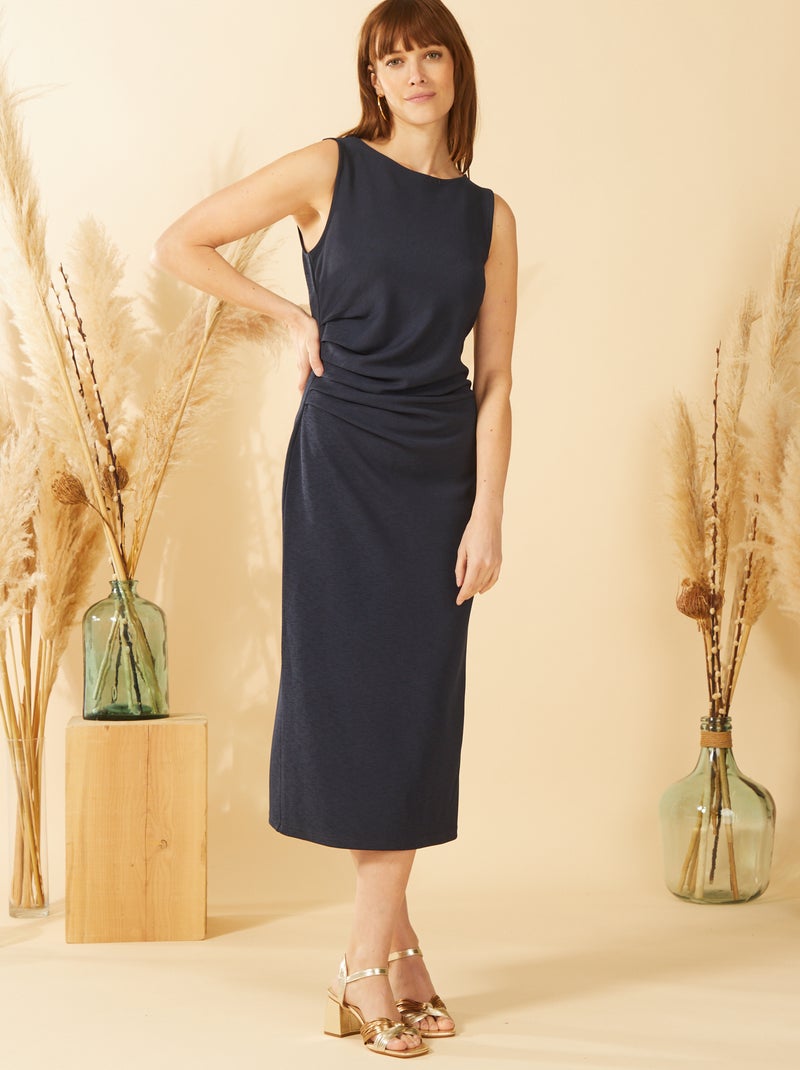 Vestito vestito midi senza maniche - arricciato senza maniche BLU - Kiabi