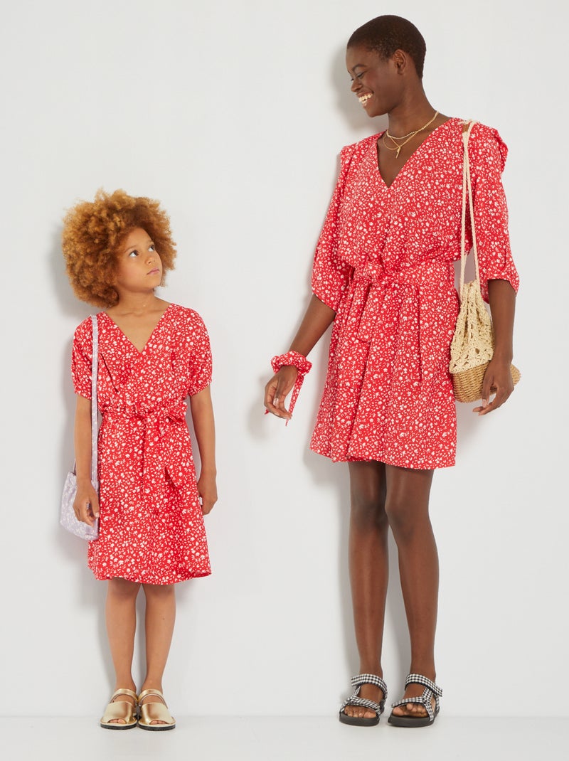 Vestito zero waste 'floreale' ROSSO - Kiabi