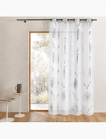 Voile di Etamine chiaro con stampe "Fiore" metallizzate