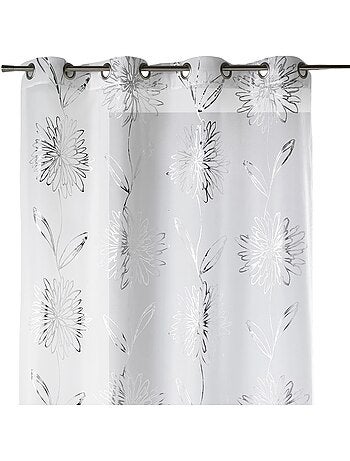 Voile di Etamine chiaro con stampe "Fiore" metallizzate