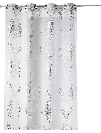 Voile di Etamine chiaro con stampe "Fiore" metallizzate