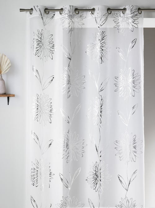 Voile di Etamine chiaro con stampe "Fiore" metallizzate - Kiabi