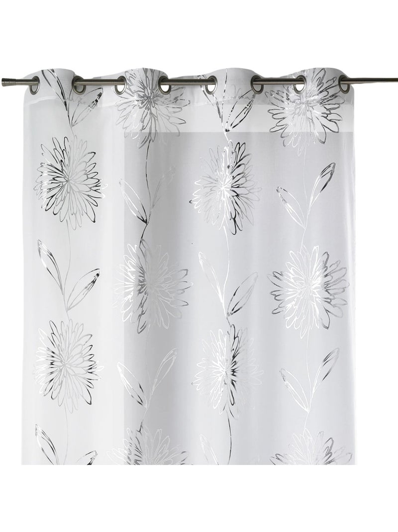 Voile di Etamine chiaro con stampe "Fiore" metallizzate Bianco - Kiabi