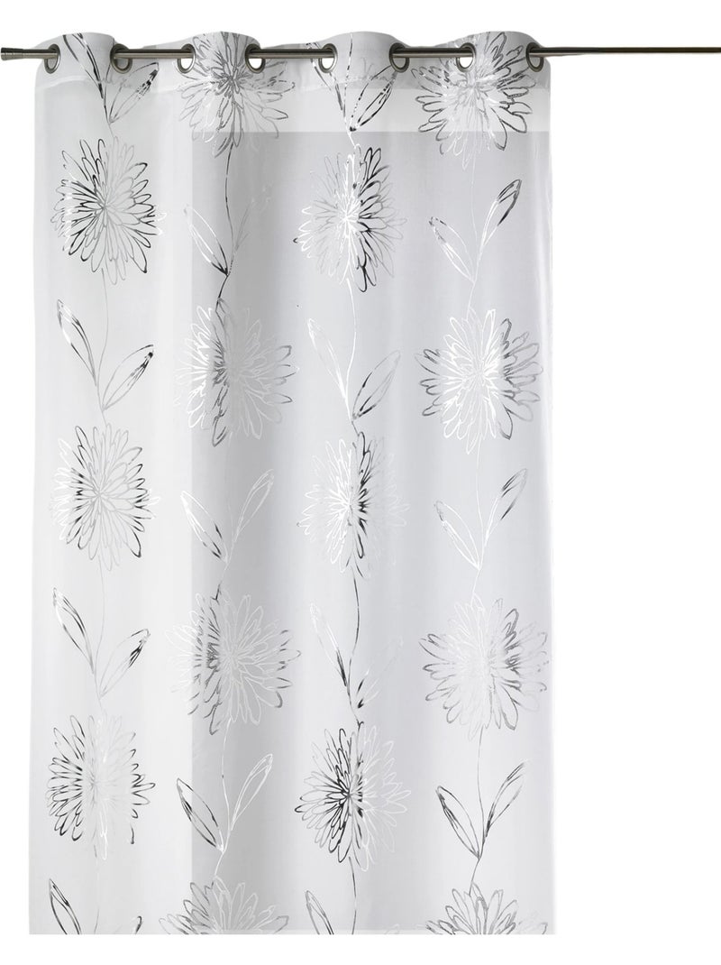 Voile di Etamine chiaro con stampe "Fiore" metallizzate Bianco - Kiabi