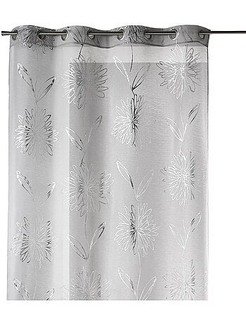 Voile di Etamine chiaro con stampe "Fiore" metallizzate