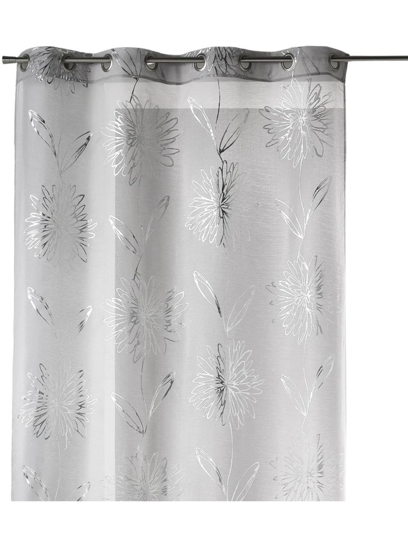 Voile di Etamine chiaro con stampe "Fiore" metallizzate Grigio chiaro - Kiabi