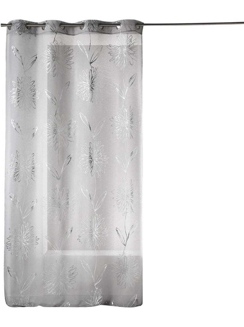 Voile di Etamine chiaro con stampe "Fiore" metallizzate Grigio chiaro - Kiabi