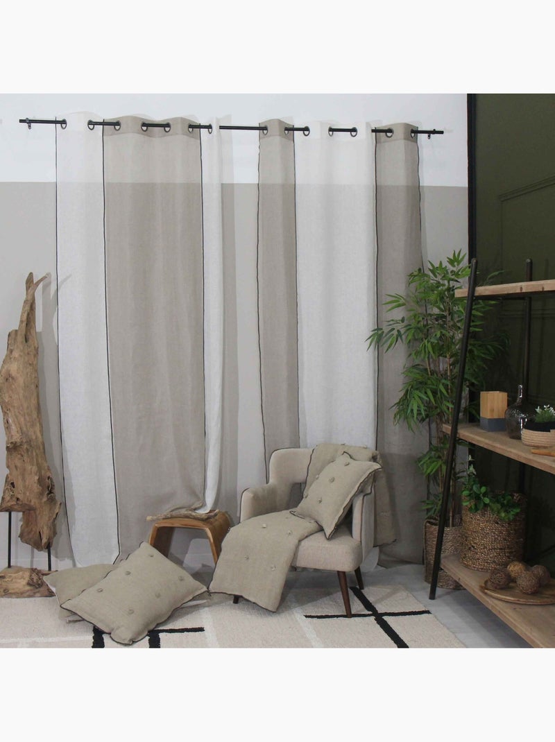 Voile di lino con occhielli Beige chiaro - Kiabi