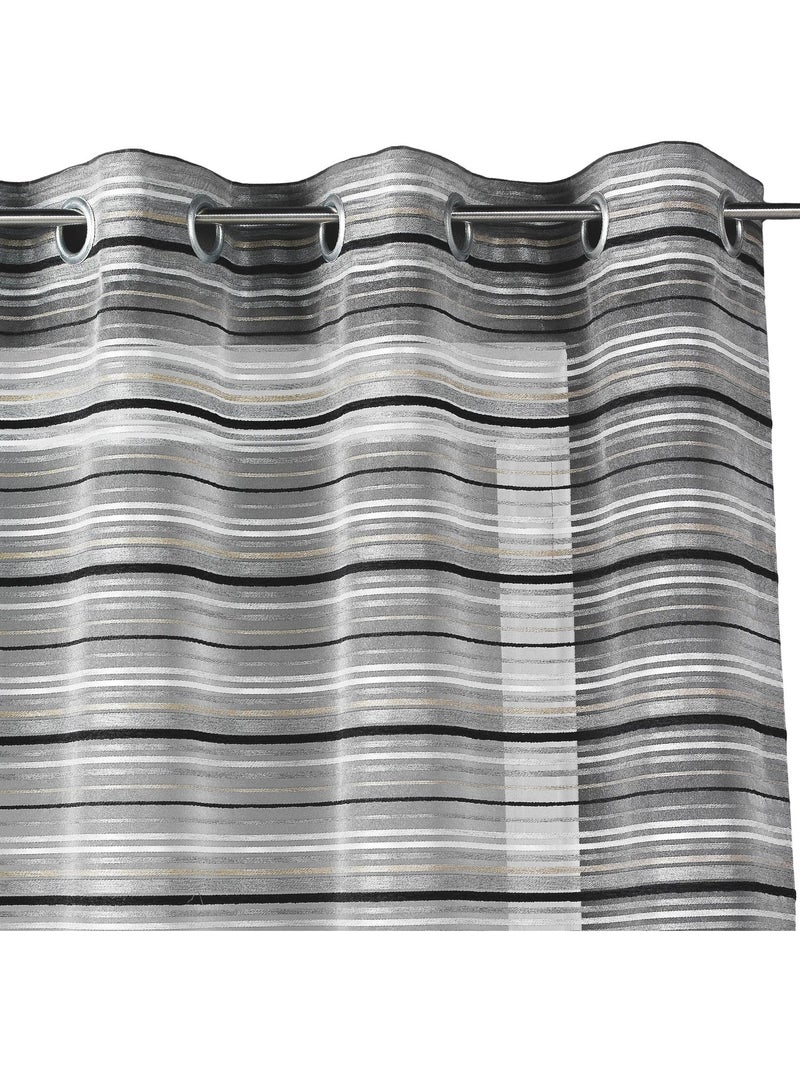 Voile di organza a righe orizzontali con occhielli Grigio antracite - Kiabi
