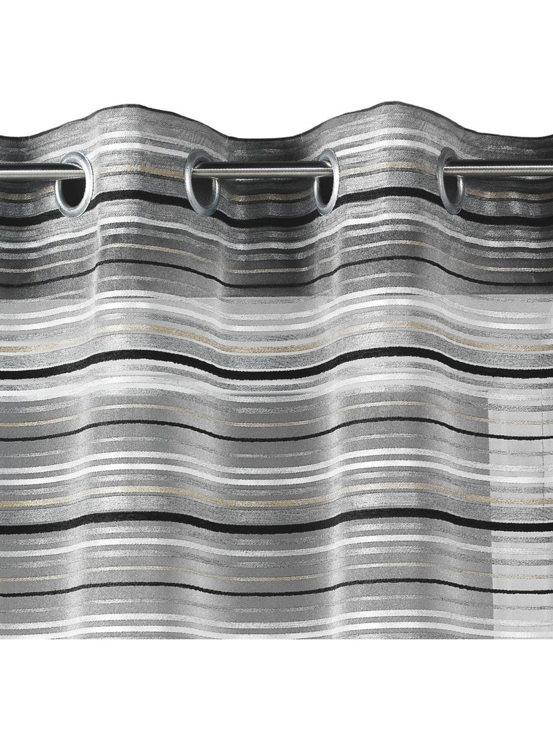 Voile di organza a righe orizzontali con occhielli Grigio antracite - Kiabi