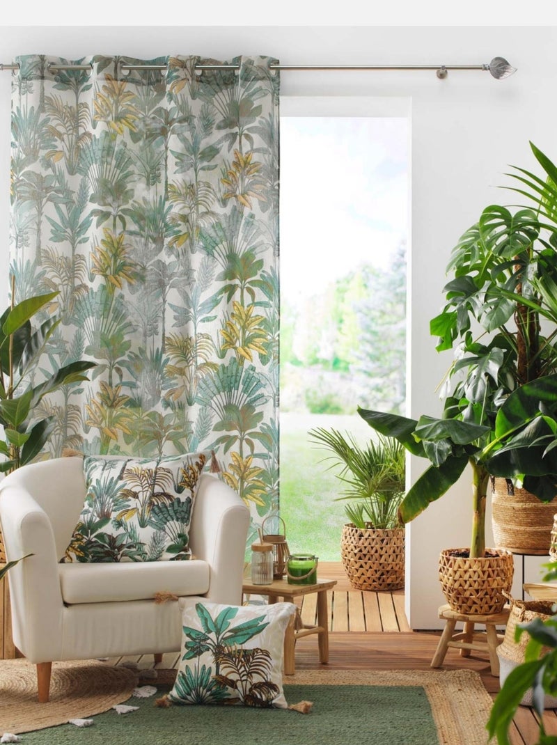 Voile effetto lino Jungle Verde - Kiabi