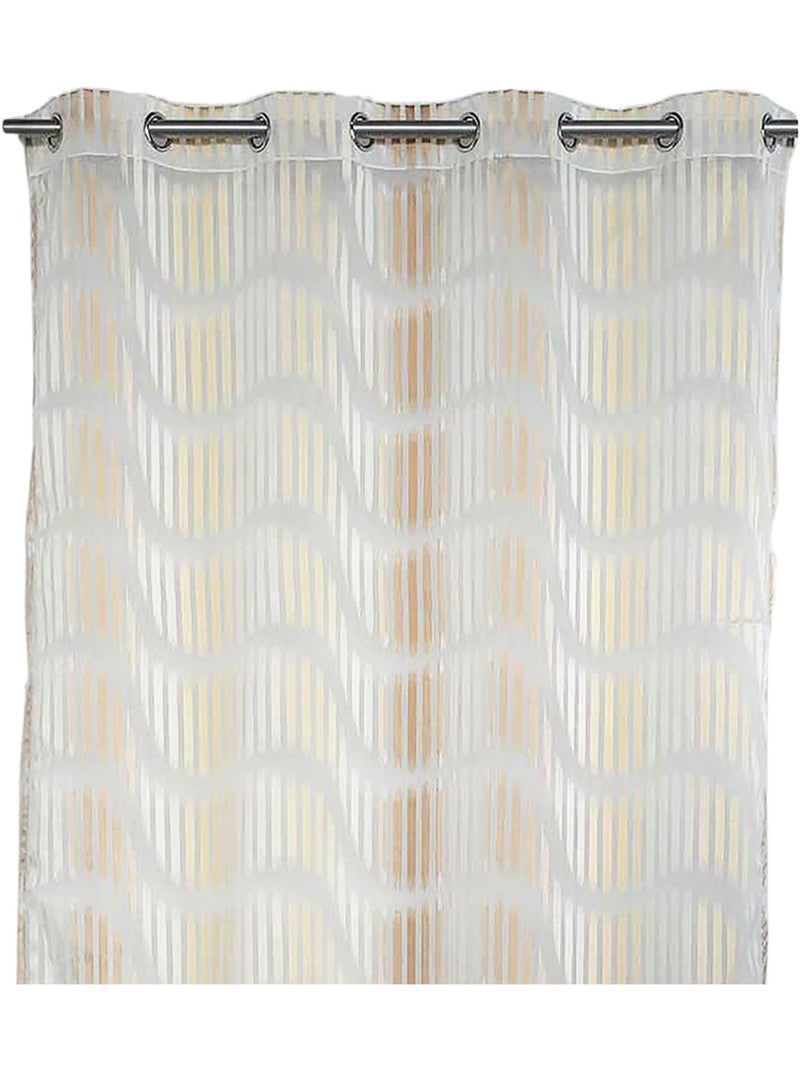 Voile jacquard con strisce verticali ondulate Avorio - Kiabi